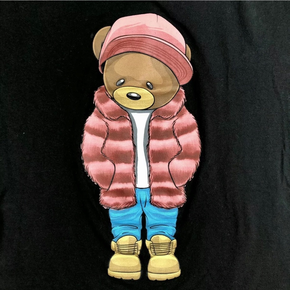 Hard Ten Clothing Co. Graffiti Bear Graphic Black T-Shirt Size XXL! - Picture 2 of 4